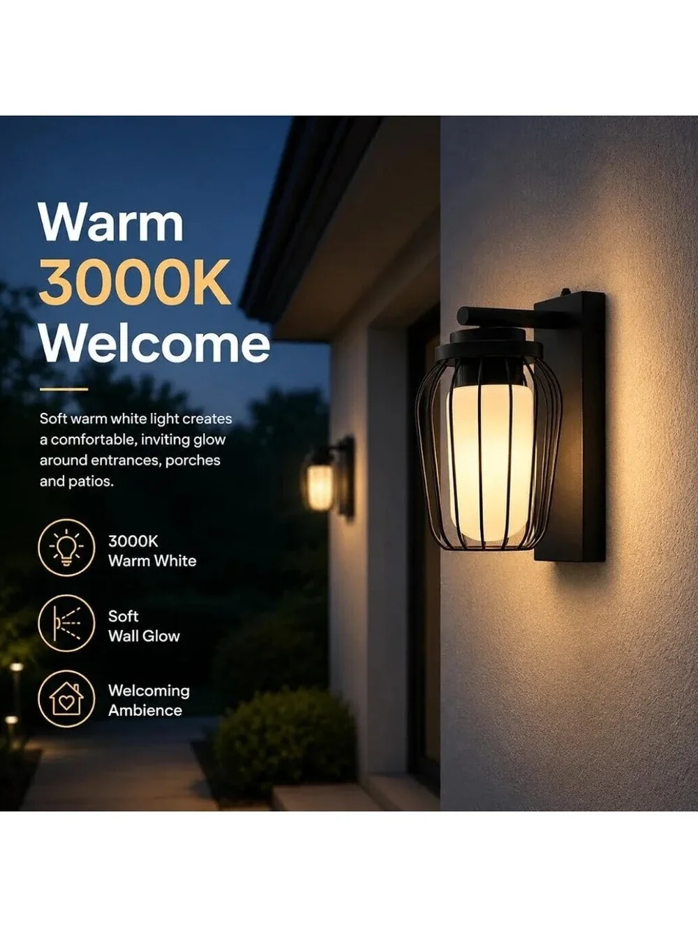Outdoor Wall Light Lantern Sconce with Dusk-to-Dawn Photocell, Bulb Included